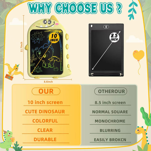 Toddler Toys LCD Writing Tablet?10 inch Dinosaur Doodle Board Educational Travel Toys for Birthday Gift for Boys Girls 2 3 4 5 6 Years Old...
