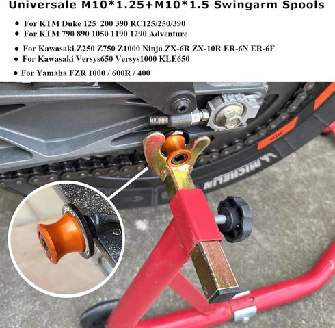 Universal DUKE Spools M10 *1.25 + M10*1.5-2pcs 10mm Swing arm Sliders Spools for Duke 125 200 390 RC125 RC390 FZR 1000/600R/400 Z750 ER-6F ER-6N V...