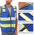 Reflective Safety Vest Blue Mesh, High Visibility Vest with Pockets and Zipper, Padded Neck, Blue with Yellow Trim L...