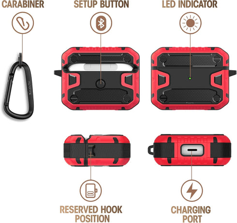 Koaichi Compatible with AirPods Pro(2nd Generation/1st Generation), Full-Body Rugged Hard Shell Protective Case Cover with Keychain Designed for A...