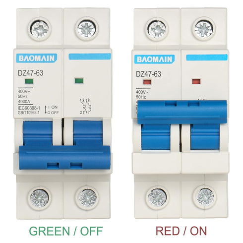 Baomain Miniature Circuit Breaker 2 Pole DZ47-63 C32 AC 230V 32Amp 400V DIN Rail Mounting MCB 2P (32 Amp)...