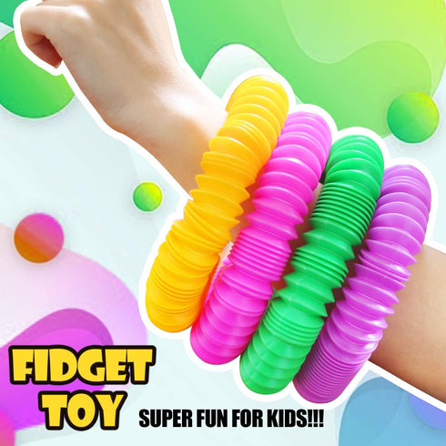 Novelty Place 6 Pack Pop Tubes Fidget Toy for Kids and Adults, Colorful Heavy Duty Tube Toy for Construction - Sensory Educational Toys Relieve St...