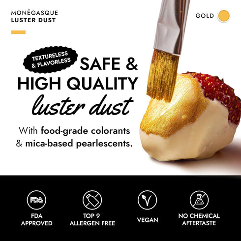 MONÉGASQUE Gold Edible Glitter for Drinks 15g – Edible Glitter for Cakes & Cocktails - Gold Luster Dust for Cocktail, Halloween Food Decorations, ...