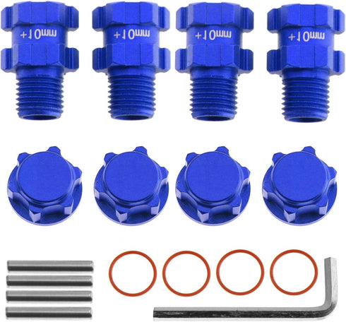 RC Wheel Hex Hubs Adapter 14mm to 17mm Widen 10mm Extended Wheel Hub Drive with Anti-dust Cap Nuts Compatible for Arrma 1/10 3S Granite Mega Sento...