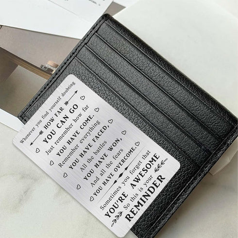 Inspirational Gifts for Men Women, Sometimes You Forget You're Awesome, Metal Engraved Motivational Quotes Wallet Card, Whenever You Find Yourself...