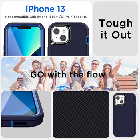 AICase for iPhone 13/iPhone 14 Case(6.1") with Glass Screen Protector,Heavy Duty Drop Protection Full Body Rugged Shockproof/Dust Proof Military P...