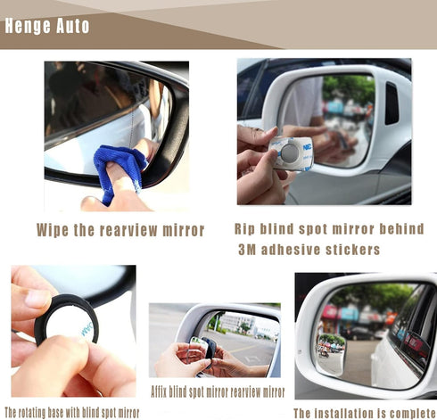 Car Blind Spot Mirror,HD Glass Frameless Convex Rotating Design,Rear View Mirror with wide angle Adjustable,Stick for Van SUV Trucks Universal (Re...