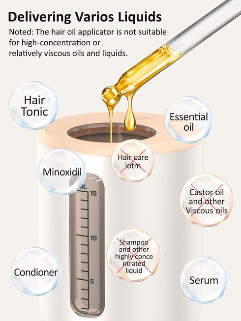 Electric Hair Oil Applicator with 12 Teeth, 7 Liquid Dispensing and 15ml High Capacity, Hair Oil Applicator and Scalp Massager, Advanced Scalp Car...