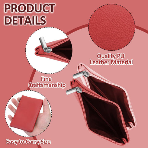 simarro 2Pcs Lychee Pattern Coin Purse, PU Zipper Portable Coin Purse Mini Change Wallet Coin Pocket for Women Credit Card ID Key Headset Lipstick...