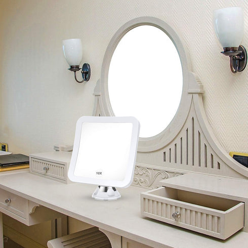 Upgraded 10x Magnifying Lighted Makeup Mirror with Natural White LED Lights, 360°Swivel Portable Cordless Makeup Mirrors with Locking Suction Base...