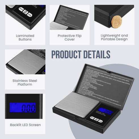 Flexzion Jewelry Scale Digital Pocket Scale 100g with 0.01g Precision Gram Scale, Portable Weighing Platform, Mini Scale for Gold, Silver, Coins, ...