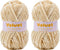 Velvet Yarn Chenille Yarn for Crocheting and Knitting Soft Chenille Bulky Baby Blanket Yarn DIY Weaving Craft 2pack Beige(4oz 164yds Each)......