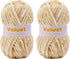 Velvet Yarn Chenille Yarn for Crocheting and Knitting Soft Chenille Bulky Baby Blanket Yarn DIY Weaving Craft 2pack Beige(4oz 164yds Each)......