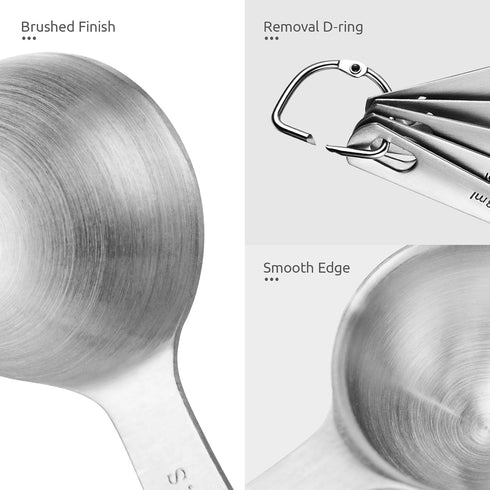 U-Taste Teaspoon Tablespoon Measuring Spoons: 18/8 Stainless Steel Measure Scoop Set of 5, 1/4 TSP, 1/2 TSP, 1 TSP, 1/2 TBSP & 1 TBSP, Metal Kitch...