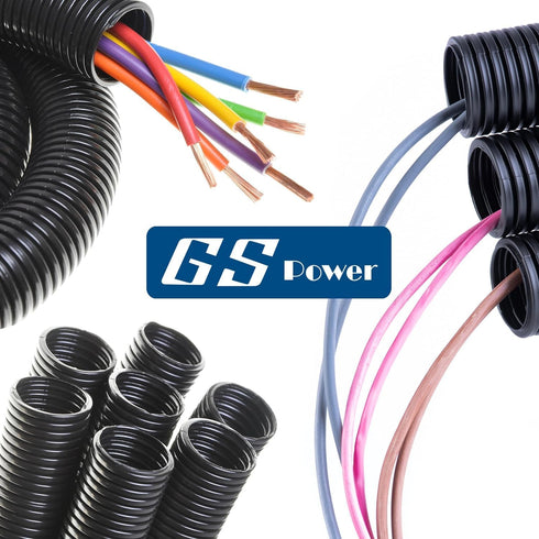 GS Power Wire Loom – 1/2 Inch x 25 Ft Split Cable Sleeves for Industrial Electrical Wires – High Temperature Cable Conduit...