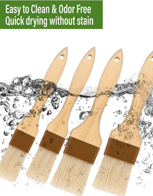 Pastry brush,Basting brush for Cooking,Natural Bristle BBQ Brush for Oil & Sauce,Wooden Handle Food Brush for Baking,Easy Clean Butter Brush,Durab...