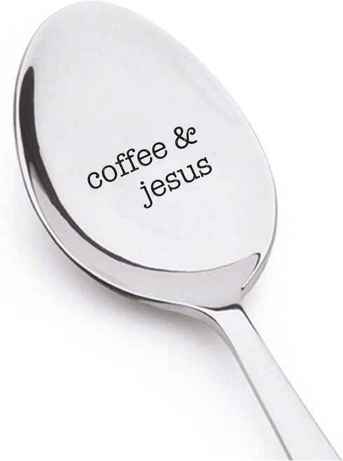 coffee Jesus engraved spoon - Christian Gifts for her - Pastor Gift Idea - Inspirational kitchen spoon - Religious spoon - Keepsake coffee spoon -...