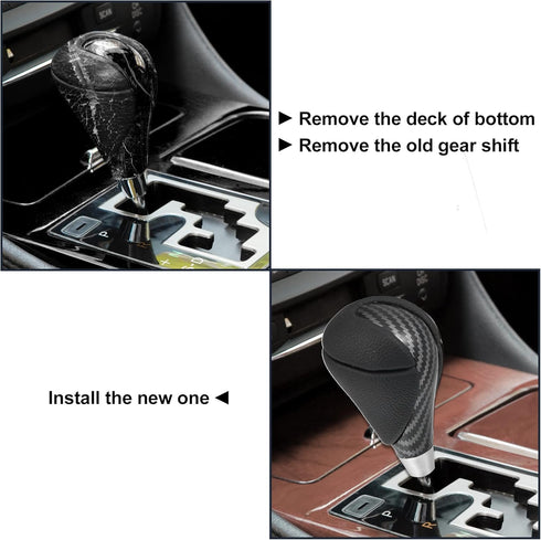 X AUTOHAUX Car Auto Automatic Gear Stick Shift Knob for Lexus ES350 2007-2015 GS450h 2007-2011 for Lexus RX450h Black Faux Leather Carbon Fiber Pa...