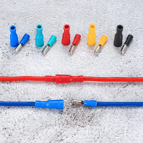 100 Pcs Bullet Connectors Kit, Insulated Bullet Connectors Terminals Female and Male, Electrical Marine Bullet Crimp Automotive Wire Connectors Te...