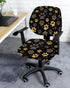 Computer Office Chair Cover Yellow Paw Print Black Background Protective & Stretchable Desk Chair Covers Soft Polyester Universal Rotating Chair S...