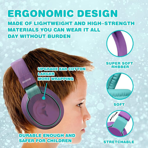 Headphone Kids Volume Limited 85/110dB Wired Over-Ear/On-Earr Foldable Headset with Inline Cable AUX 3.5mm Cord Mic for Boy Girl Child PC Notebook...