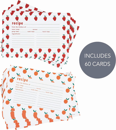 C.R. Gibson Fruit Double Sided Recipe Card Set, 4" W x 6" L, Multicolor...