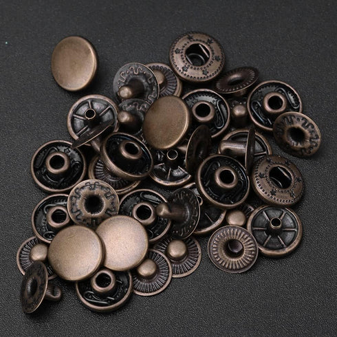 50 Sets Heavy Duty Leather Snap Fasteners Kit, Pure Brass Snap Buttons Metal Button Snaps Press Studs for Clothing, Leather, Jackets, Bracelets, B...
