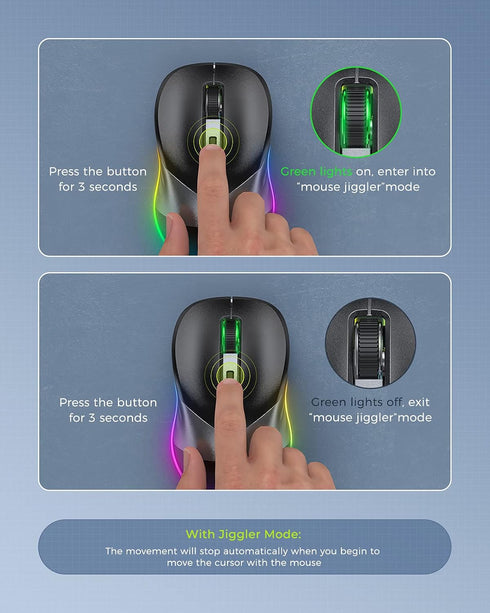 PEIOUS Wireless Mouse, Jiggler Mouse for Laptop - LED Mouse Rechargeable Computer Mice Mouse Mover Undetectable Random Movement with On/Off Button...