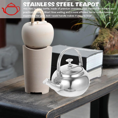 PRETYZOOM Stainless Steel Tea Pot with Infuser,Tea Kettle 14cm Stovetop Teapot Hot Water Pot Teapot Blooming and Loose Leaf Tea Maker Tea Brewer f...