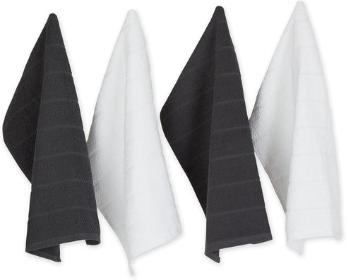 DII Basic Chef Collection, Assorted Terry Kitchen Towel Set, Dishtowel Set, Mineral Gray, 4 Piece...