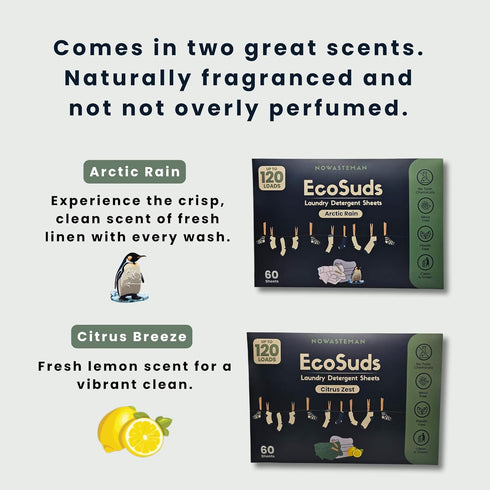Eco-Friendly Laundry Detergent Sheets: Plastic-Free, Hassle-Free, and Perfect for Up to 120 Loads (60 Sheets) (Arctic Rain)...