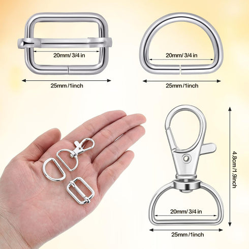 Hotop 56 Pieces D Rings for Purse Bag Hardware Purse Hardware for Bag Making Buckles Craft (25 mm,Silver)...
