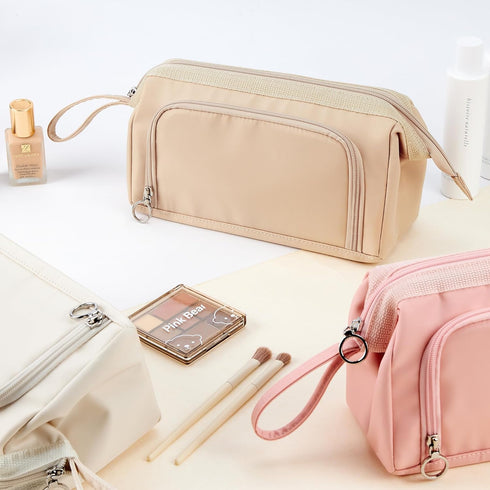 WLLWOO WLLWOO Travel Make Up Bags-Double Layer Cosmetic Bag Waterproof Large Wide-Open Organizer For Women Toiletry Cosmetic Bag For Toiletries Ac...