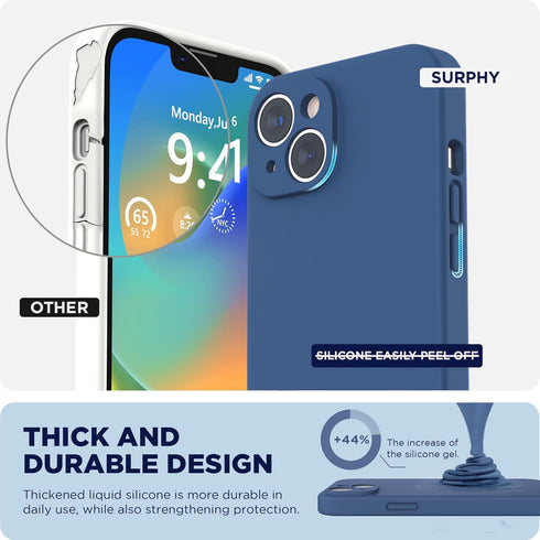 SURPHY Compatible with iPhone 14 Case with Screen Protector (Camera Protection + Soft Microfiber Lining) Liquid Silicone Phone Case 6.1 inch 2022,...