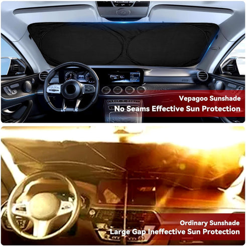 Vepagoo Car Windshield Sun Shade Window Cover Shade Interior Sun Protection Curtain 59inX29in, UV Rays and Sun Heat Protector, Keep The Car Interi...