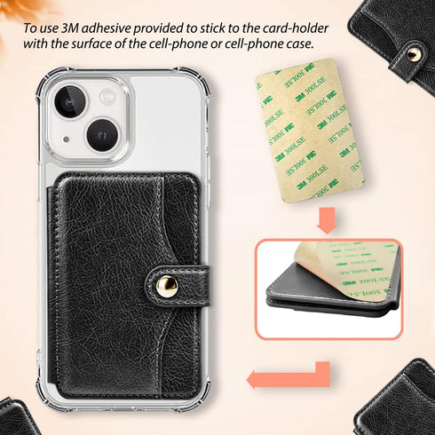 M-Plateau Phone Wallet Stick on, 3M Adhesive Slim Credit Card Holder for Cell Phone and Phone Case Phone Card Holder Compatible with Most Smartpho...