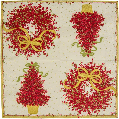 Caspari Entertaining Pepper Berry Cocktail Napkins, Red, 20-Pack...
