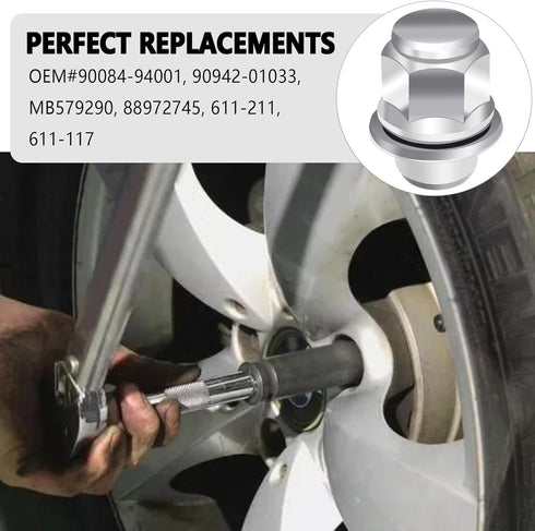 10PCS M12x1.5 Lug Nuts Set,Chrome-Plated Steel Wheel Locks Lug Nuts with Washer Replaces OEM#90084-94001,Lug Nut Lock Set Compatible with Toyota C...