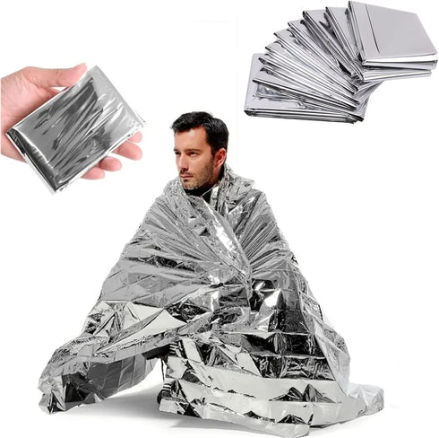 Emergency Mylar Thermal Blankets, Silver Gold Foil Survival Blanket Space Blanket Survival Kit for Outdoors, Camping, Hiking, Survival or First Ai...