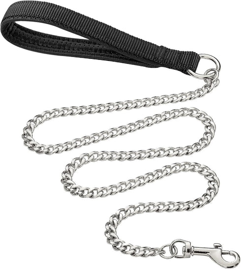 Heavy Duty Metal Dog Leash, 5 FT Chew Proof Pet Leash Chain with Soft Padded Handle for Large & Medium Size Dogs (5 FTx3 mm (20-100 lbs))...