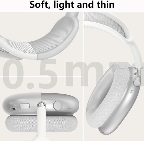 AirPods Max Case Cover - Clear White-M, Soft Silicone Headphone Cover with Heavy Duty Protection for Apple AirPods Max Headphones......