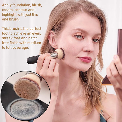 Flat Top Buffing Foundation makeup Brush ULTRA SOFT DENSE Kabuki Make up Brush for Liquid, Cream, Mineral Powder Blending, Flawless Face Brush mak...
