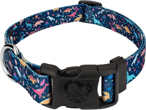 Country Brook Petz - Deluxe Dinosaurs Dog Collar - Made in The U.S.A. - Critter Corner Collection featuring Creature Themed Designs (1 Inch, Large...