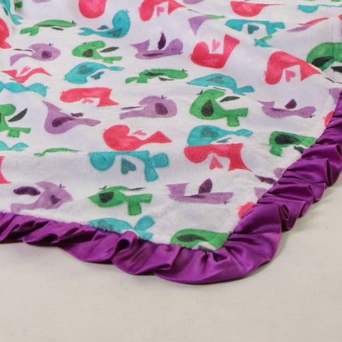 Baby Girls Reversible Minky Velboa Stroller Blanket (Choose Color) (Birds/Violet)...