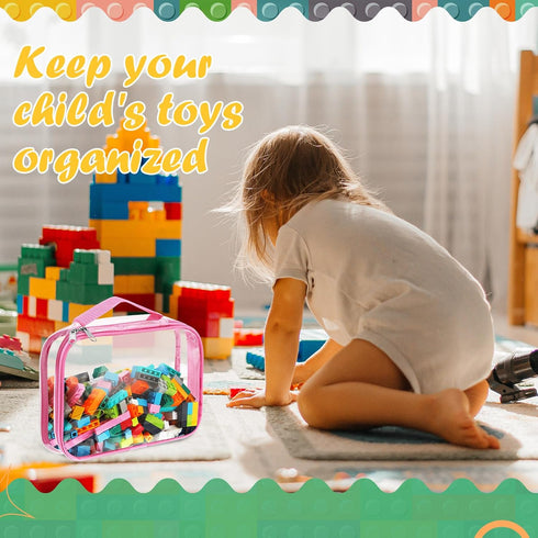 Sanwuta 3 Packs Toy Storage Bags with Zipper, Clear PVC Organizing Bags, Waterproof Toy Bags for Board Games, Building Blocks, Toys and Kids Books...