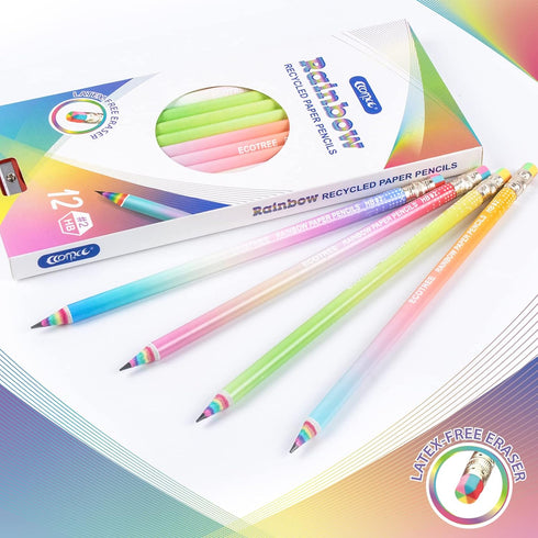 ECOTREE Pencils #2 Rainbow Pencils For Kids Fun Pencils Cute Pencils Unicorn Pencils Pre-sharpened Pencils Back to School Pencils for School Suppl...