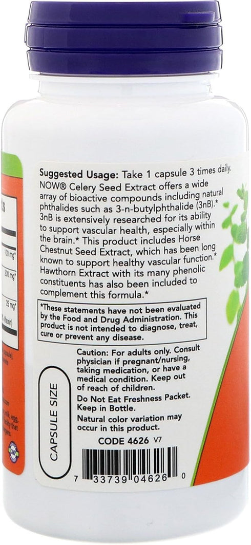 NOW Supplements, Celery Seed Extract, plus Horse Chestnut and Hawthorn Extracts, 60 Veg Capsules...