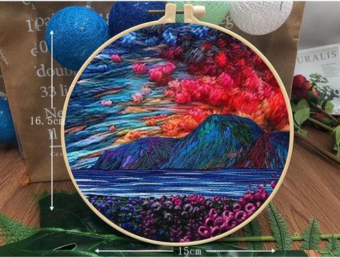 Liveish Flower Forest and Sea Mountain Embroidery Kits,Embroidery kit for beginners adults,embroidery kits for beginners with Patterns and Instruc...