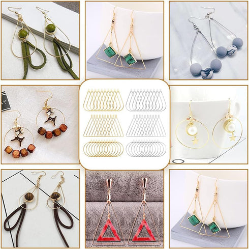 120pcs Earrings Beading Hoop Earring Finding Teardrop Earring Triangle Earring Round Hoop Earring for Jewelry Making DIY Crafts Art Creation Women...