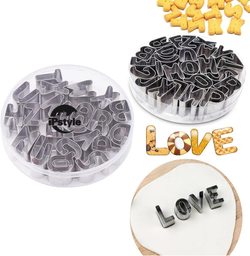 Alphabet Cookie Cutters Cake Letters Set of 26 Pieces Stainless Steel Christmas/Holiday Molds Tools for Fondant Biscuit, Cake, Fruit, Vegetables, ...